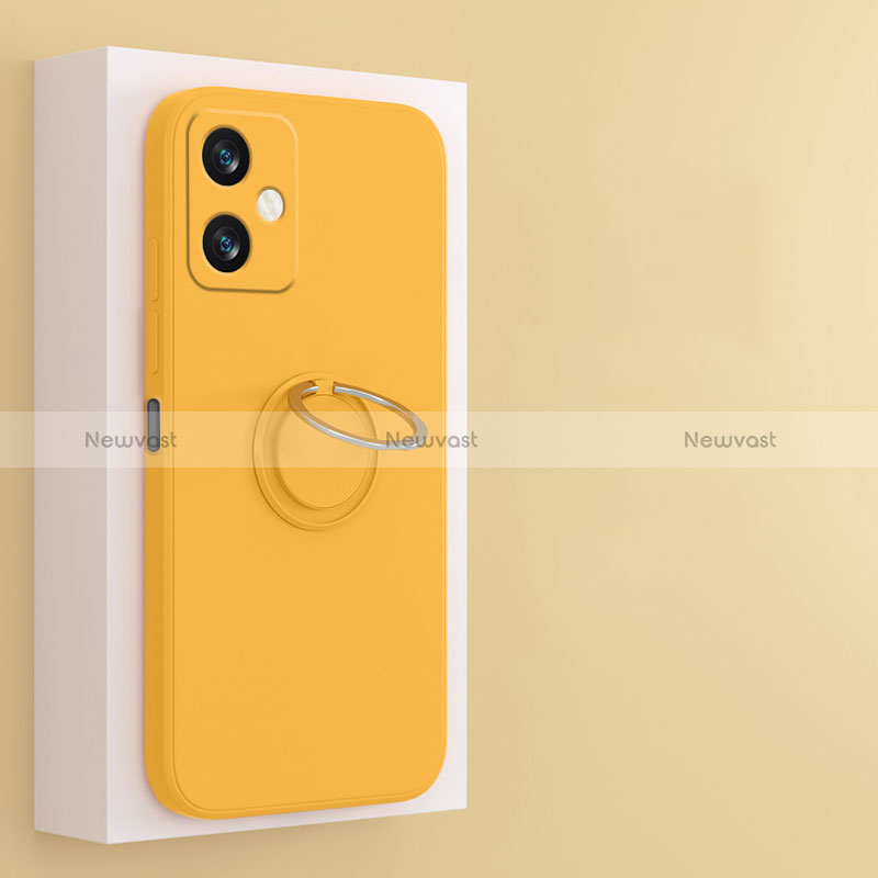 Ultra-thin Silicone Gel Soft Case Cover with Magnetic Finger Ring Stand S01 for Xiaomi Redmi Note 12R Pro 5G Yellow