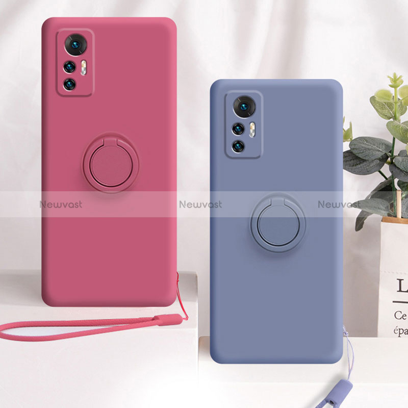 Ultra-thin Silicone Gel Soft Case Cover with Magnetic Finger Ring Stand S01 for Xiaomi Redmi Note 12S