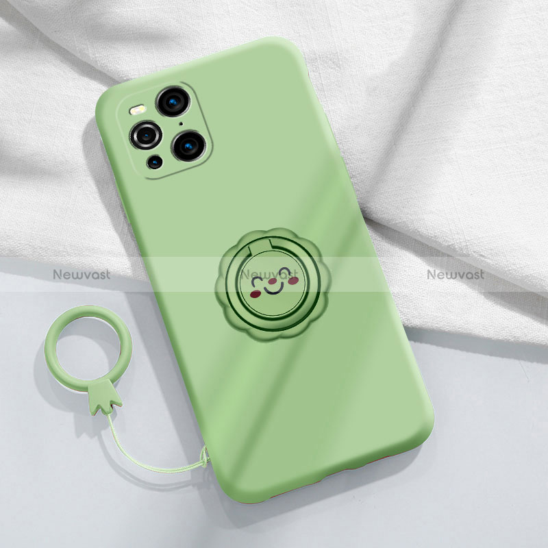 Ultra-thin Silicone Gel Soft Case Cover with Magnetic Finger Ring Stand S02 for Oppo Find X3 5G