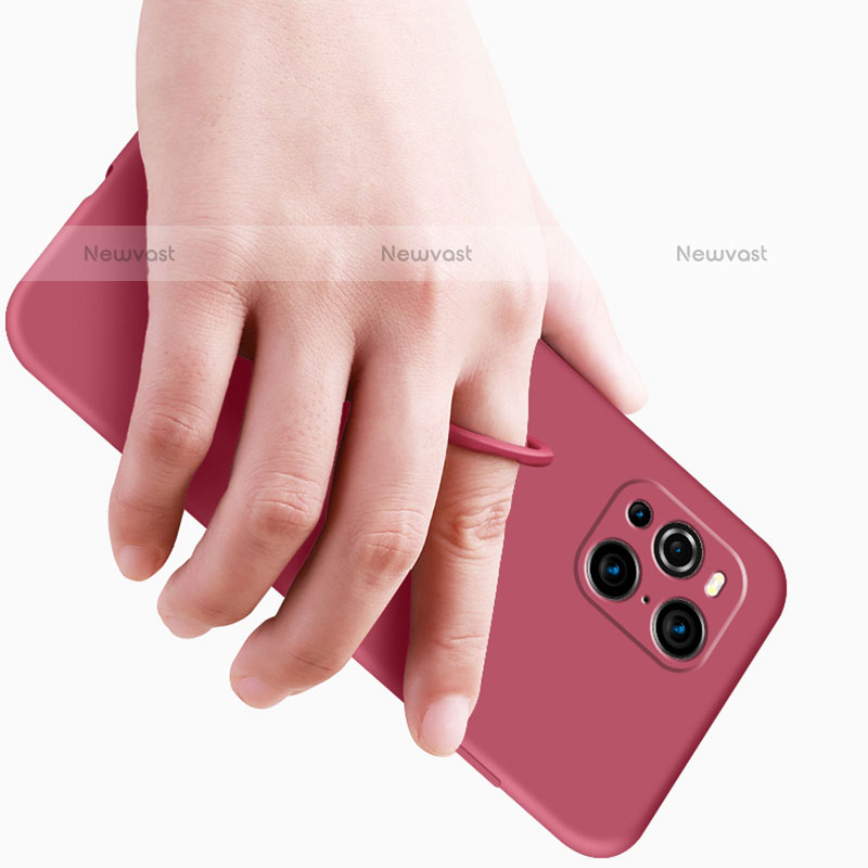 Ultra-thin Silicone Gel Soft Case Cover with Magnetic Finger Ring Stand S02 for Oppo Find X3 Pro 5G