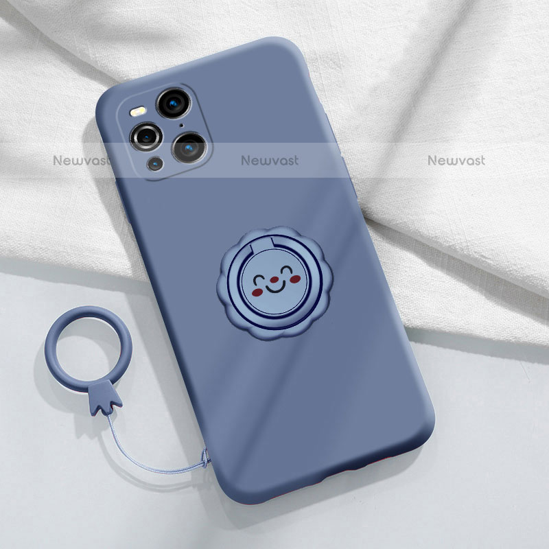 Ultra-thin Silicone Gel Soft Case Cover with Magnetic Finger Ring Stand S02 for Oppo Find X3 Pro 5G