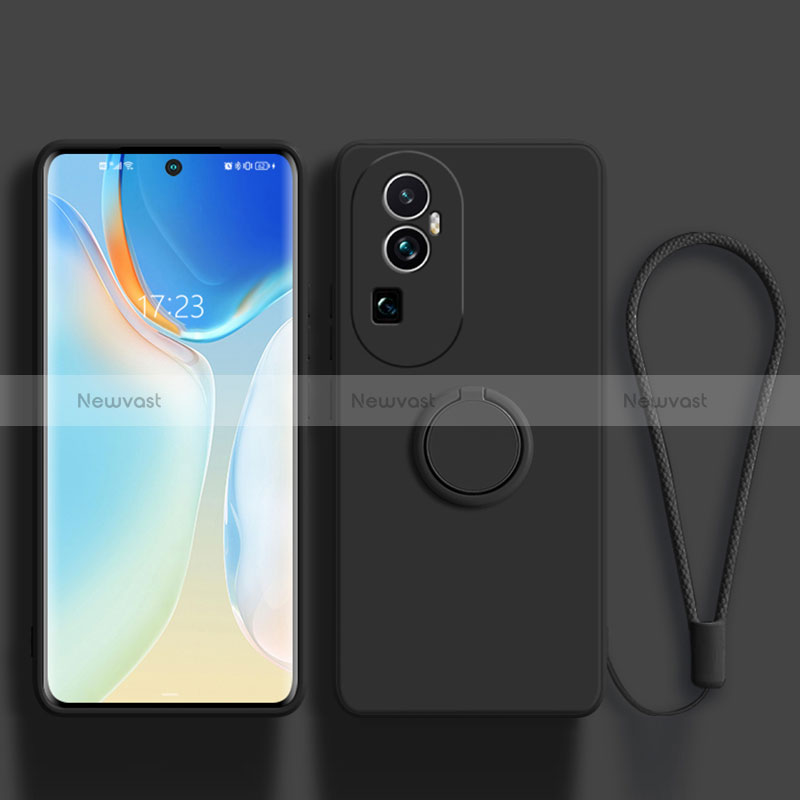 Ultra-thin Silicone Gel Soft Case Cover with Magnetic Finger Ring Stand S02 for Oppo Reno10 Pro+ Plus 5G