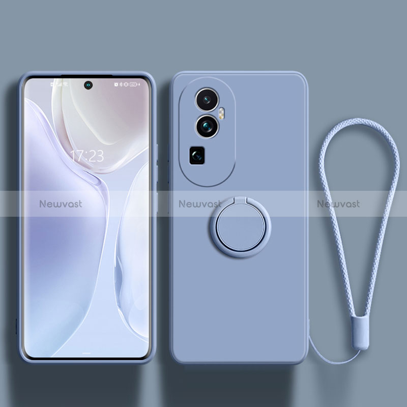 Ultra-thin Silicone Gel Soft Case Cover with Magnetic Finger Ring Stand S02 for Oppo Reno10 Pro+ Plus 5G