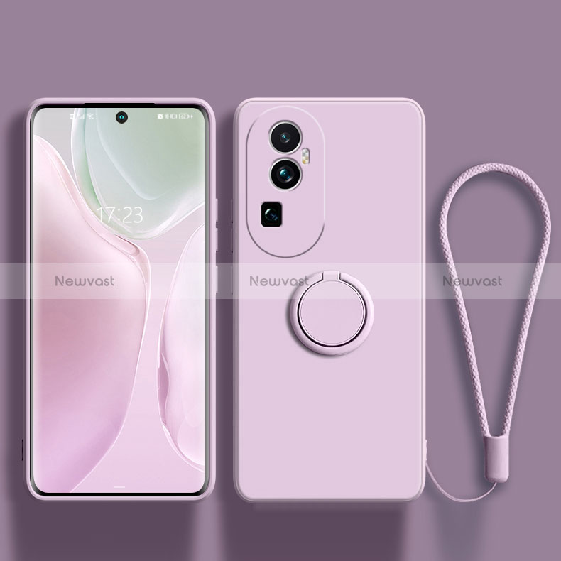 Ultra-thin Silicone Gel Soft Case Cover with Magnetic Finger Ring Stand S02 for Oppo Reno10 Pro+ Plus 5G