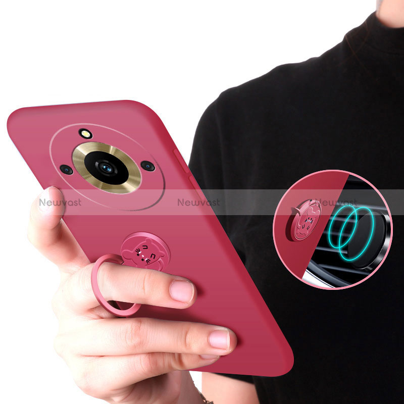 Ultra-thin Silicone Gel Soft Case Cover with Magnetic Finger Ring Stand S02 for Realme 11 Pro 5G