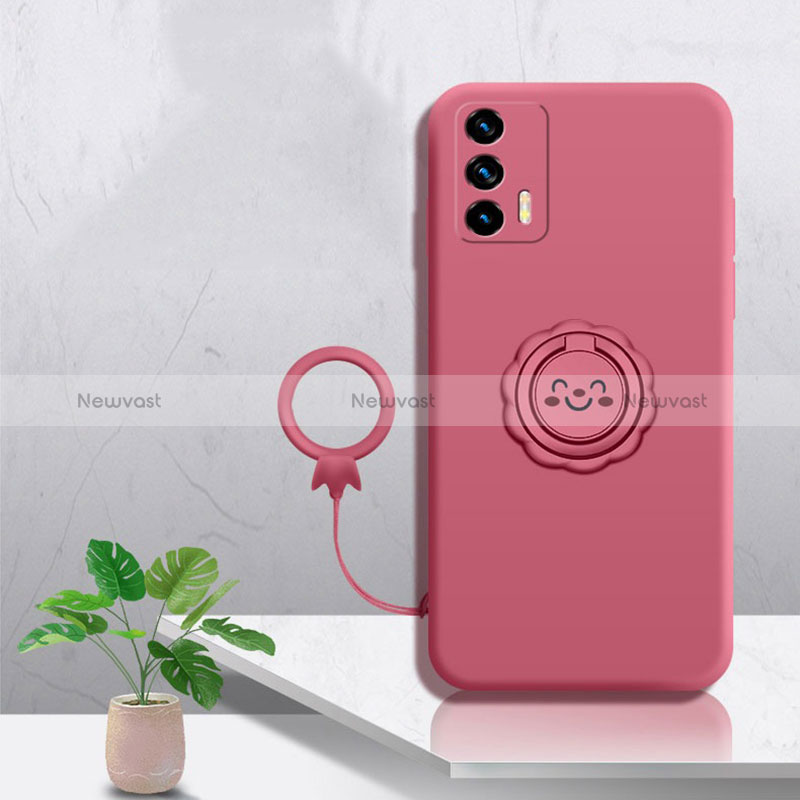 Ultra-thin Silicone Gel Soft Case Cover with Magnetic Finger Ring Stand S02 for Realme GT Master 5G