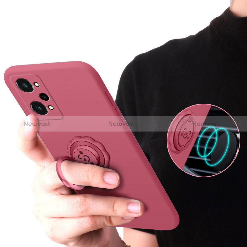 Ultra-thin Silicone Gel Soft Case Cover with Magnetic Finger Ring Stand S02 for Realme GT Neo 3T 5G