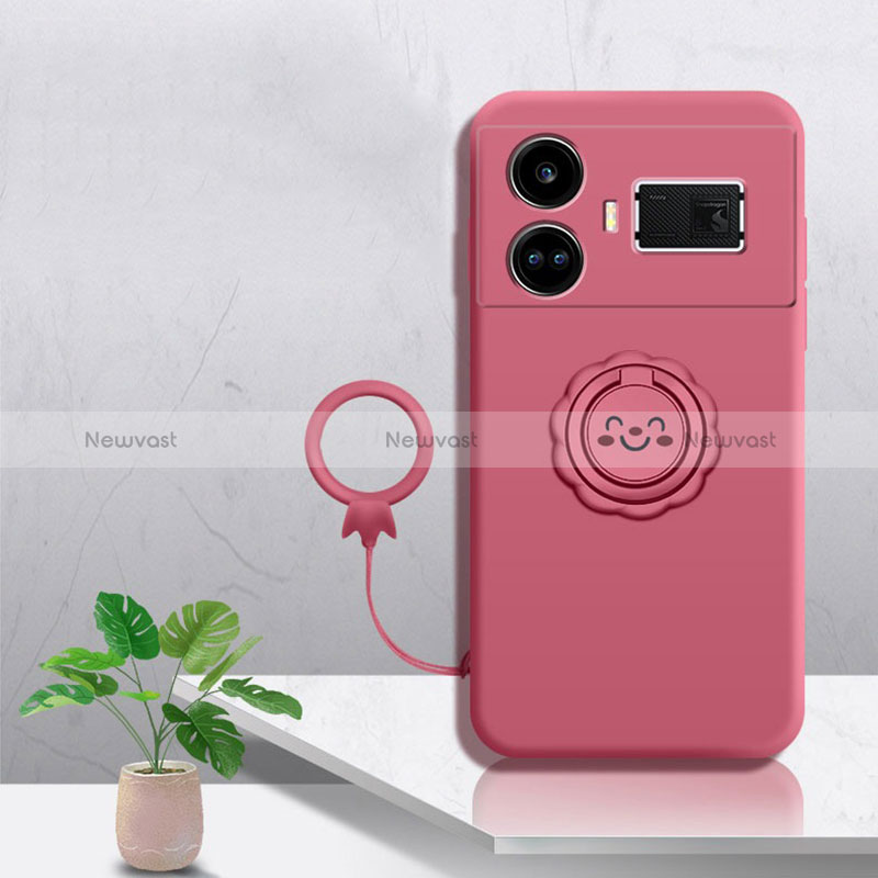 Ultra-thin Silicone Gel Soft Case Cover with Magnetic Finger Ring Stand S02 for Realme GT Neo5 240W 5G