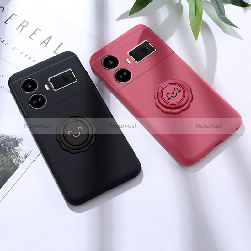 Ultra-thin Silicone Gel Soft Case Cover with Magnetic Finger Ring Stand S02 for Realme GT Neo5 240W 5G