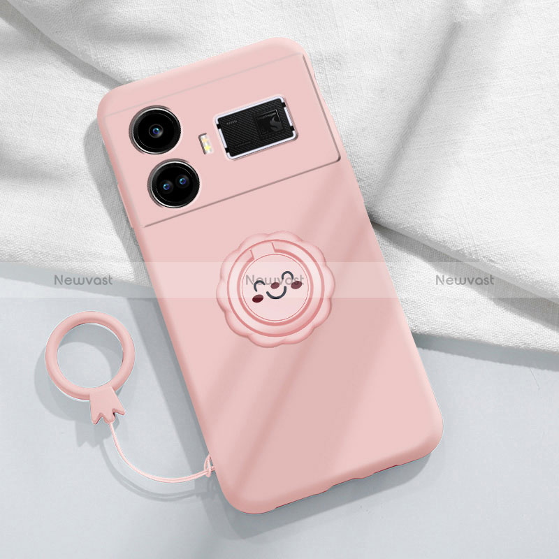 Ultra-thin Silicone Gel Soft Case Cover with Magnetic Finger Ring Stand S02 for Realme GT Neo5 240W 5G