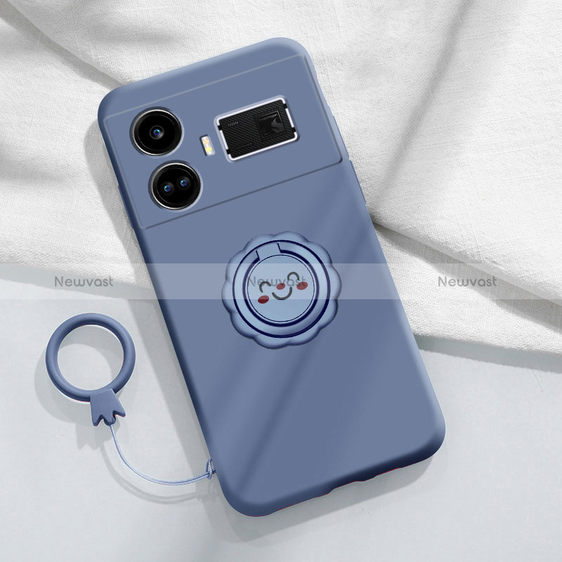 Ultra-thin Silicone Gel Soft Case Cover with Magnetic Finger Ring Stand S02 for Realme GT Neo5 240W 5G