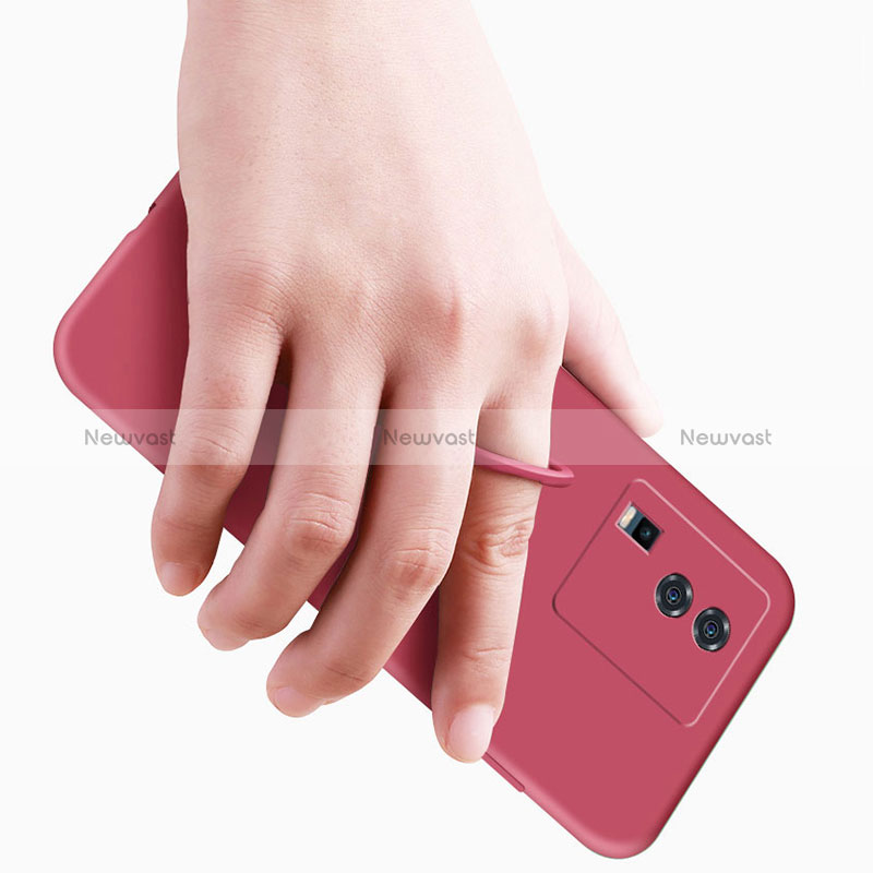 Ultra-thin Silicone Gel Soft Case Cover with Magnetic Finger Ring Stand S02 for Vivo iQOO Neo7 SE