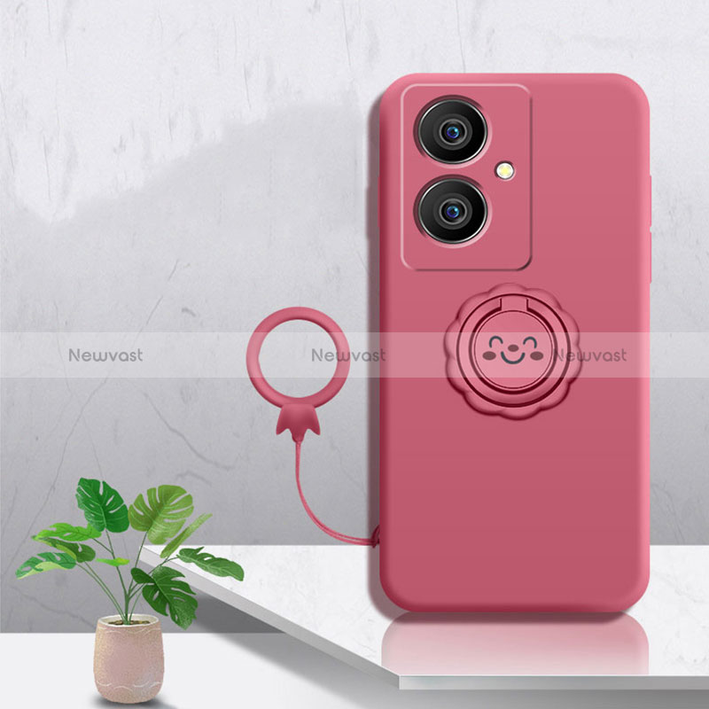 Ultra-thin Silicone Gel Soft Case Cover with Magnetic Finger Ring Stand S02 for Vivo V29 Lite 5G