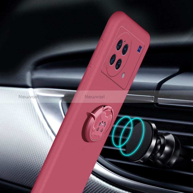 Ultra-thin Silicone Gel Soft Case Cover with Magnetic Finger Ring Stand S02 for Vivo X Note