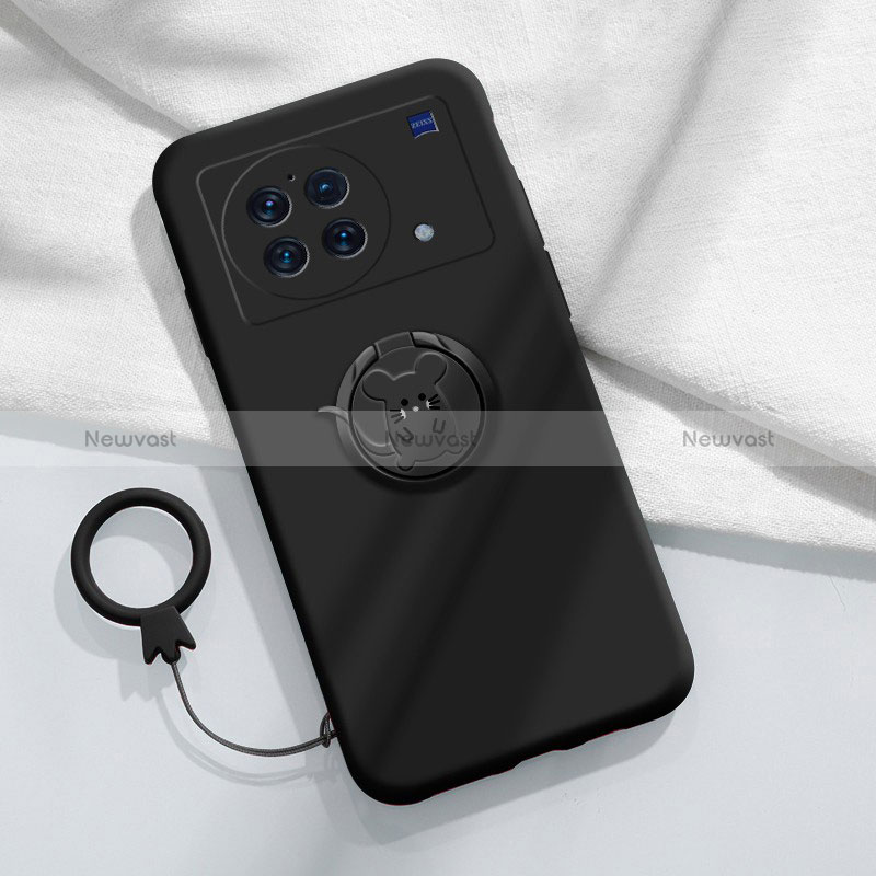 Ultra-thin Silicone Gel Soft Case Cover with Magnetic Finger Ring Stand S02 for Vivo X Note