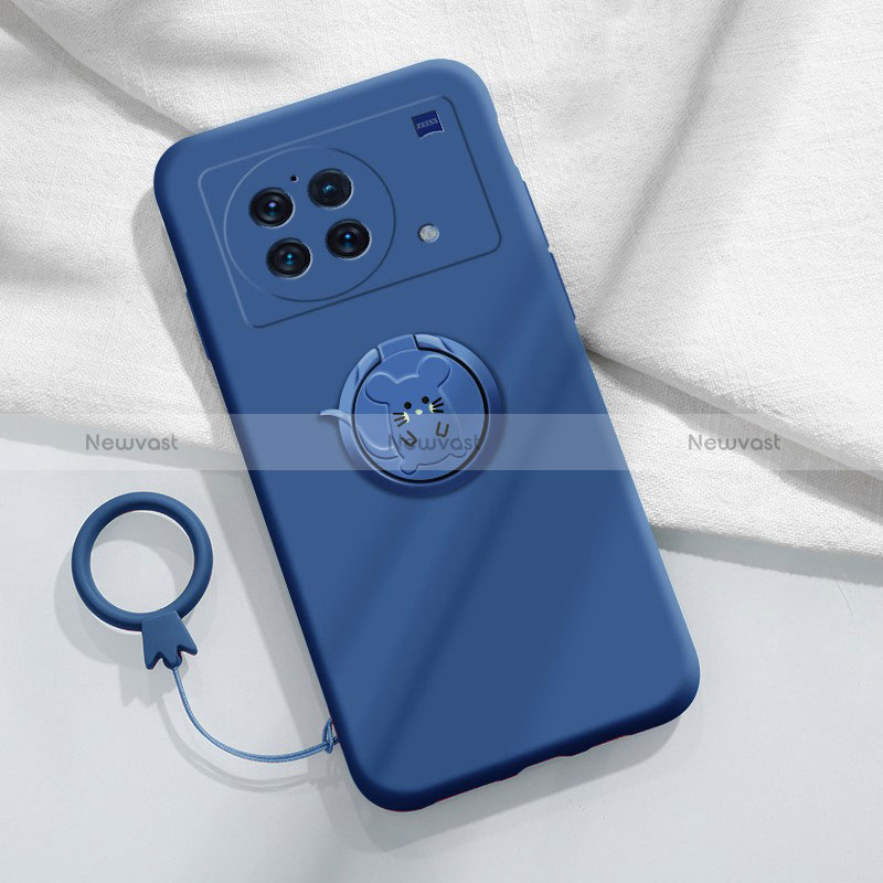 Ultra-thin Silicone Gel Soft Case Cover with Magnetic Finger Ring Stand S02 for Vivo X Note