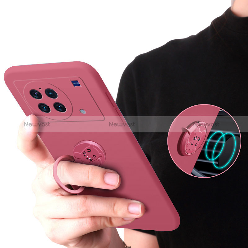 Ultra-thin Silicone Gel Soft Case Cover with Magnetic Finger Ring Stand S02 for Vivo X Note