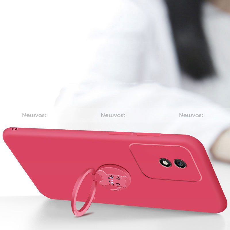 Ultra-thin Silicone Gel Soft Case Cover with Magnetic Finger Ring Stand S02 for Vivo Y02A