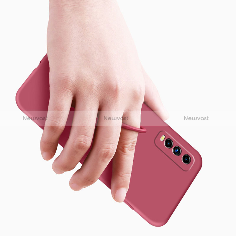 Ultra-thin Silicone Gel Soft Case Cover with Magnetic Finger Ring Stand S02 for Vivo Y50t