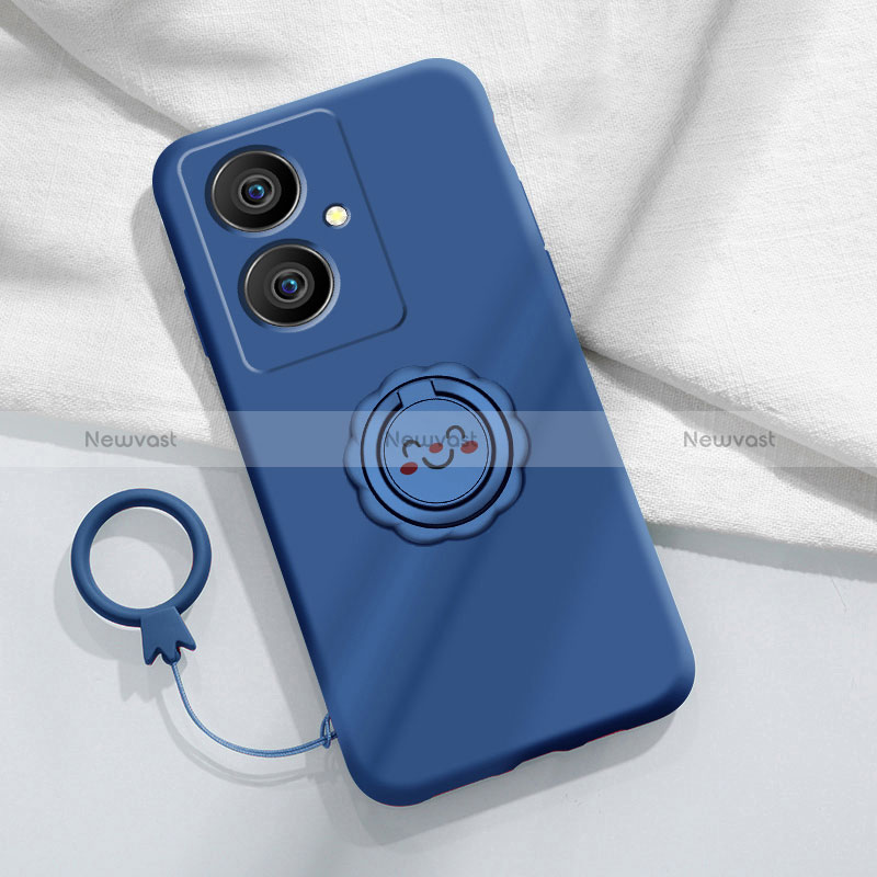 Ultra-thin Silicone Gel Soft Case Cover with Magnetic Finger Ring Stand S02 for Vivo Y78 5G