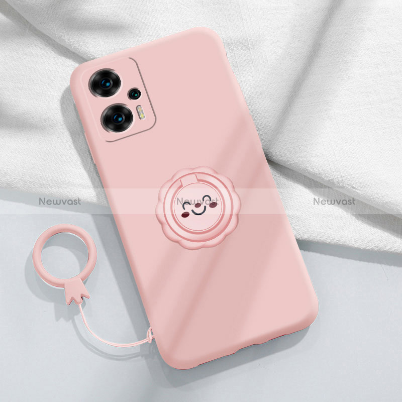 Ultra-thin Silicone Gel Soft Case Cover with Magnetic Finger Ring Stand S02 for Xiaomi Poco F5 5G