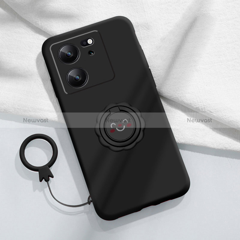 Ultra-thin Silicone Gel Soft Case Cover with Magnetic Finger Ring Stand S02 for Xiaomi Redmi K60 Ultra 5G