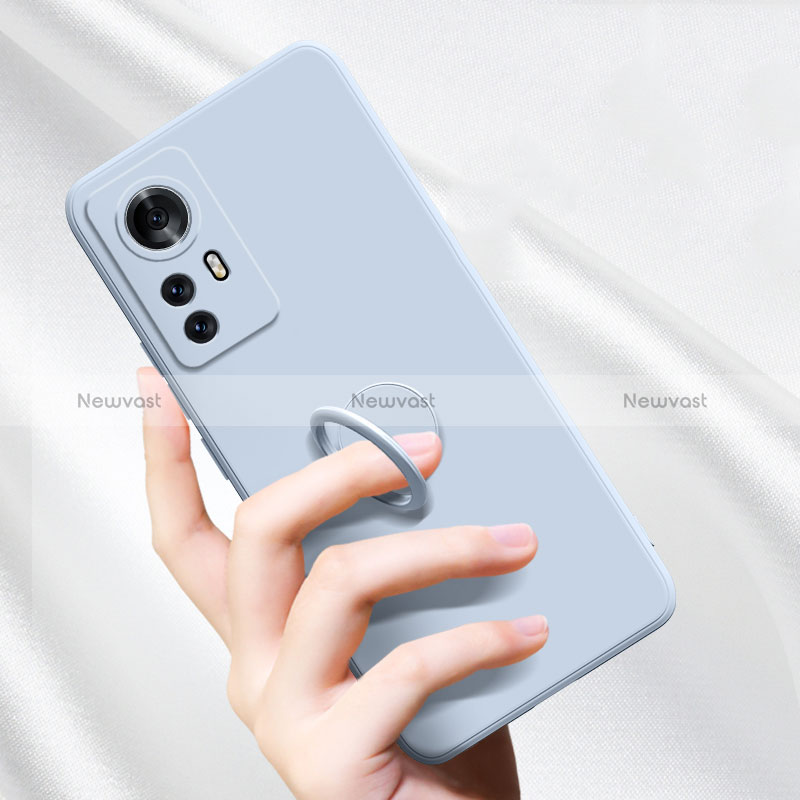 Ultra-thin Silicone Gel Soft Case Cover with Magnetic Finger Ring Stand S02 for Xiaomi Redmi Note 12S