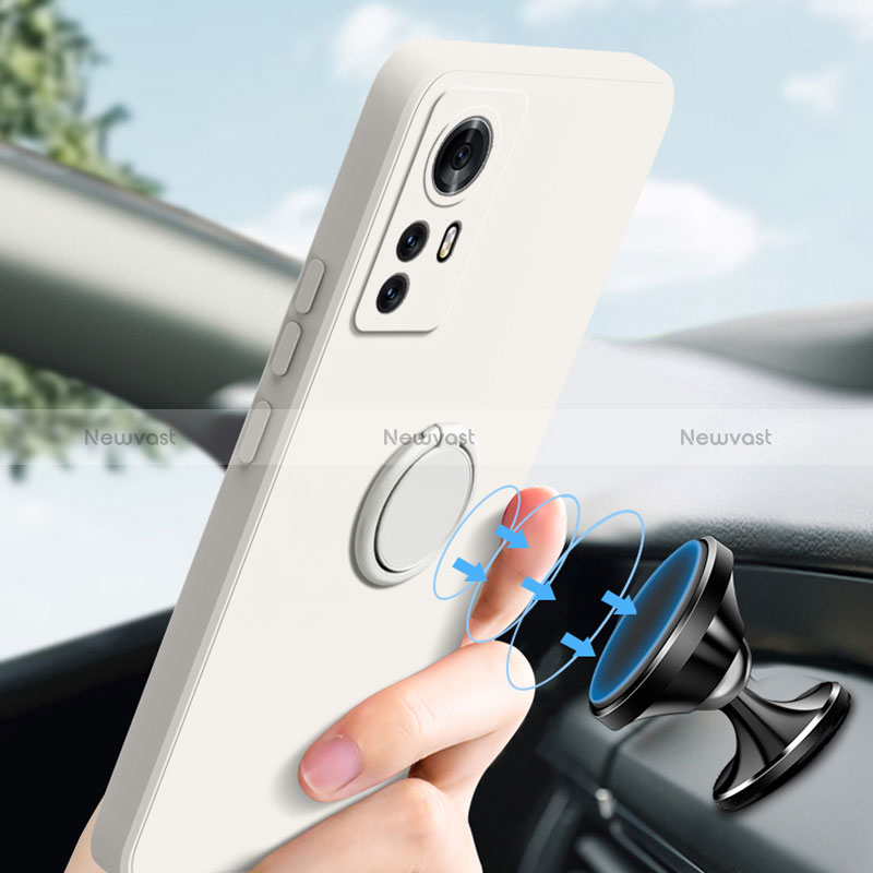 Ultra-thin Silicone Gel Soft Case Cover with Magnetic Finger Ring Stand S02 for Xiaomi Redmi Note 12S