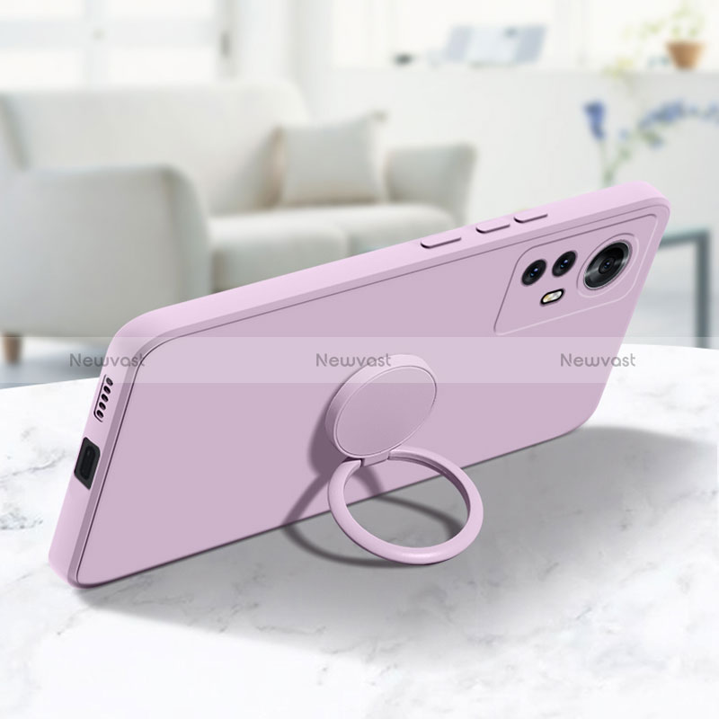 Ultra-thin Silicone Gel Soft Case Cover with Magnetic Finger Ring Stand S02 for Xiaomi Redmi Note 12S