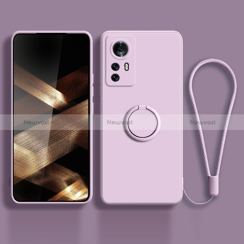 Ultra-thin Silicone Gel Soft Case Cover with Magnetic Finger Ring Stand S02 for Xiaomi Redmi Note 12S