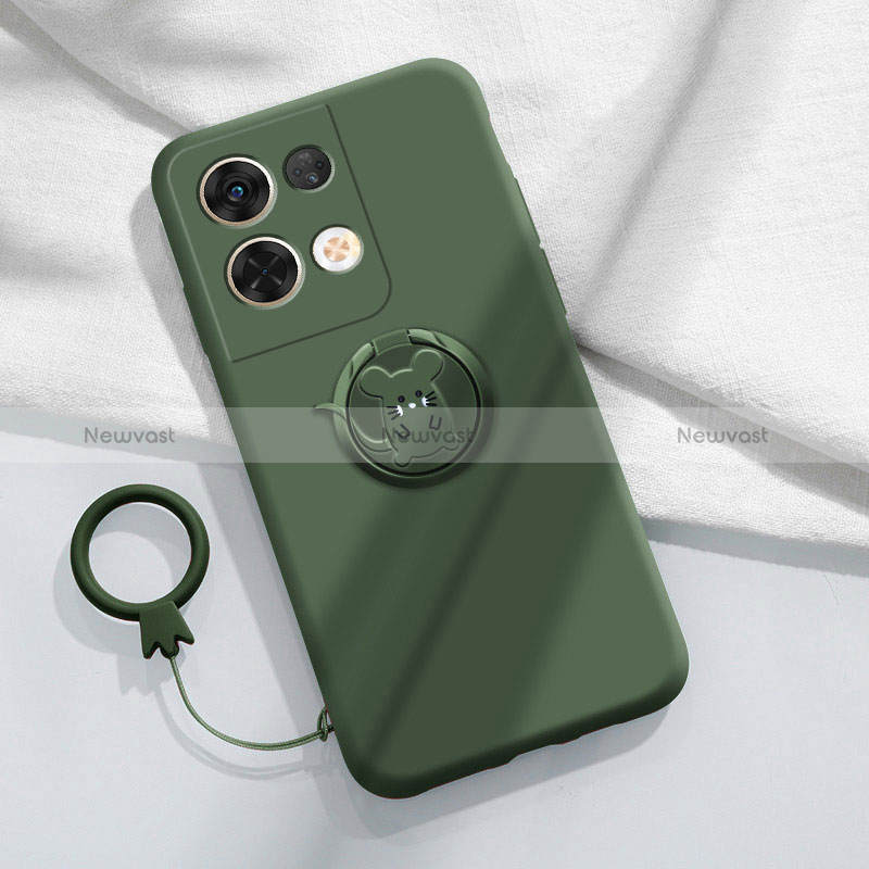 Ultra-thin Silicone Gel Soft Case Cover with Magnetic Finger Ring Stand S02 for Xiaomi Redmi Note 13 Pro 5G