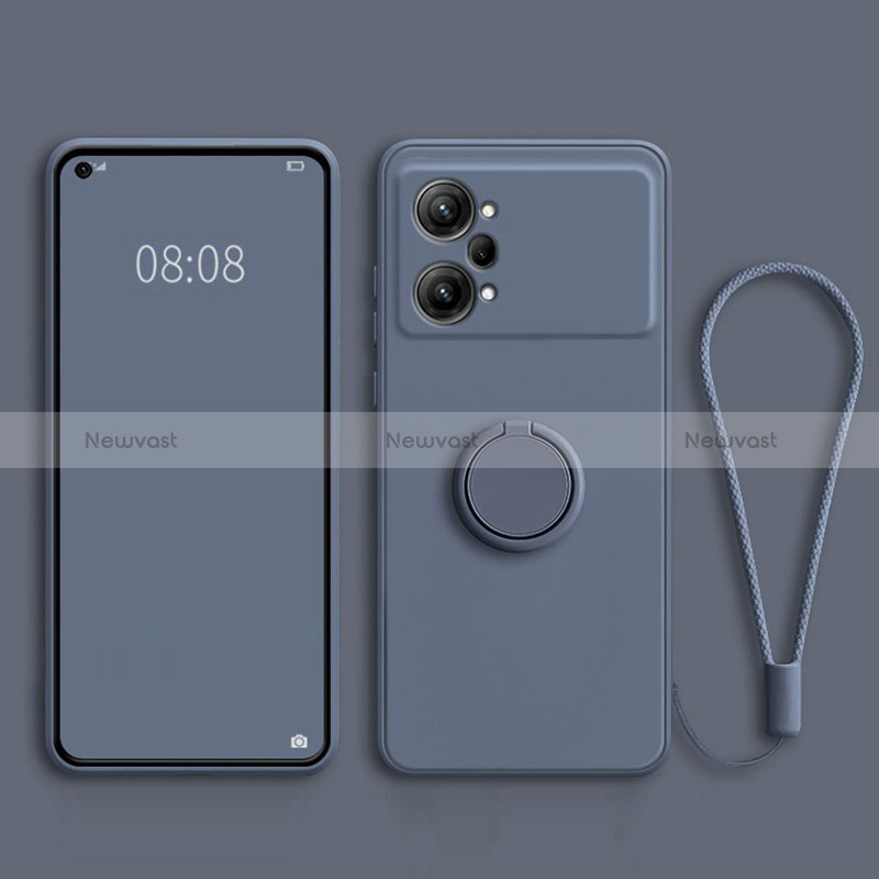 Ultra-thin Silicone Gel Soft Case Cover with Magnetic Finger Ring Stand S03 for Oppo K10 Pro 5G Lavender Gray