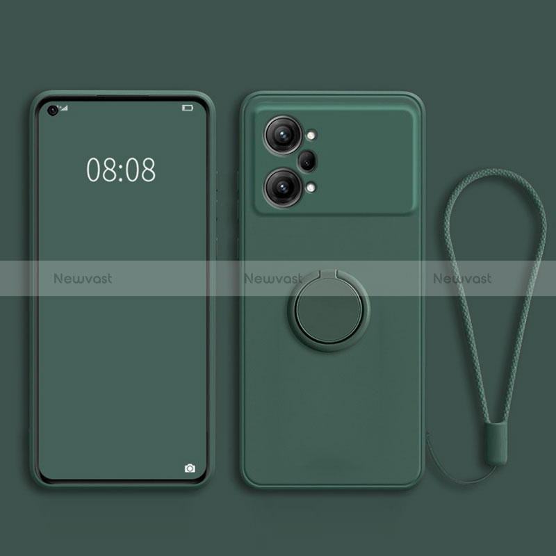 Ultra-thin Silicone Gel Soft Case Cover with Magnetic Finger Ring Stand S03 for Oppo K10 Pro 5G Midnight Green