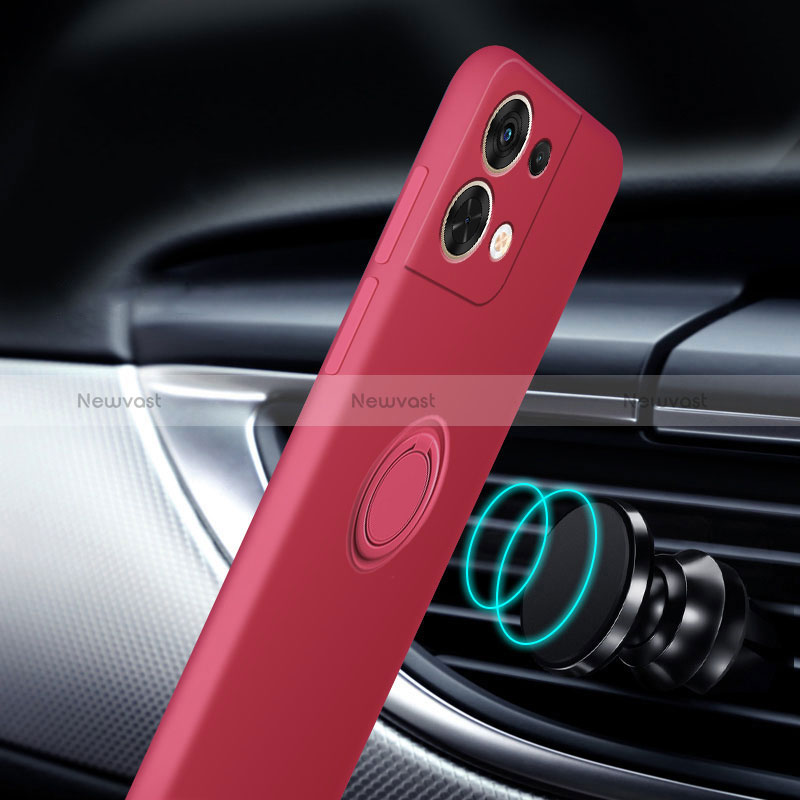 Ultra-thin Silicone Gel Soft Case Cover with Magnetic Finger Ring Stand S03 for Oppo Reno8 5G