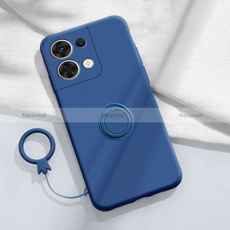 Ultra-thin Silicone Gel Soft Case Cover with Magnetic Finger Ring Stand S03 for Oppo Reno8 Pro+ Plus 5G