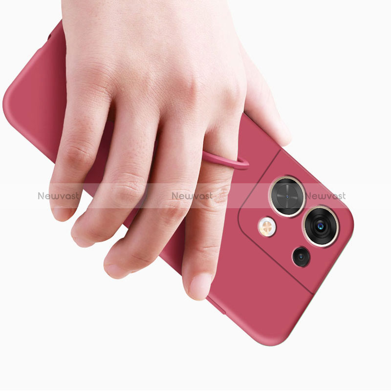 Ultra-thin Silicone Gel Soft Case Cover with Magnetic Finger Ring Stand S03 for Oppo Reno9 5G