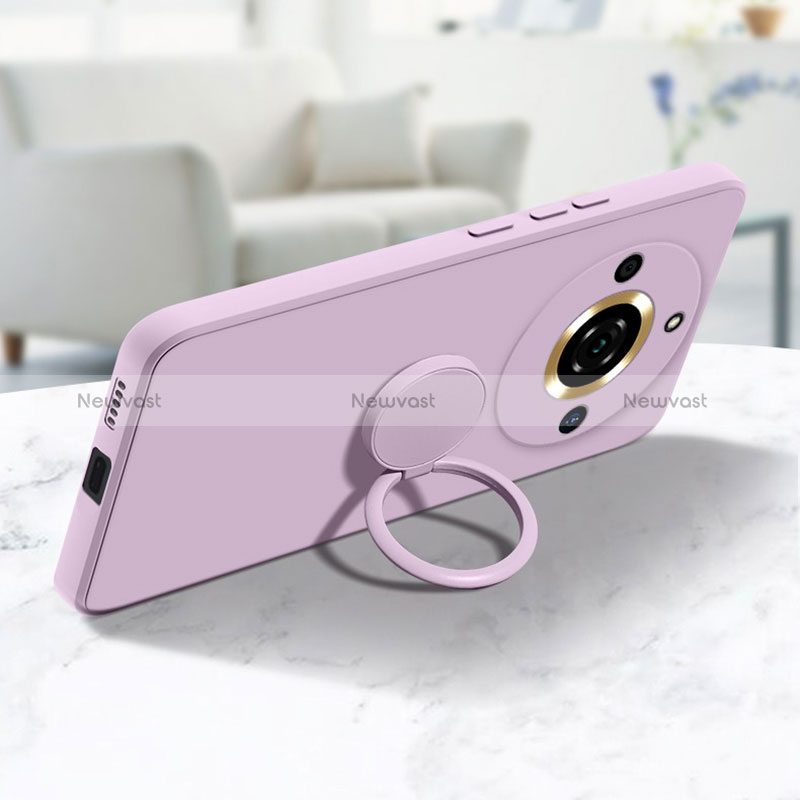 Ultra-thin Silicone Gel Soft Case Cover with Magnetic Finger Ring Stand S03 for Realme Narzo 60 5G