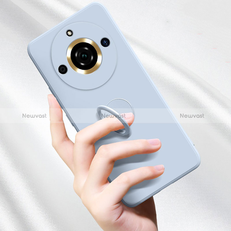 Ultra-thin Silicone Gel Soft Case Cover with Magnetic Finger Ring Stand S03 for Realme Narzo 60 5G