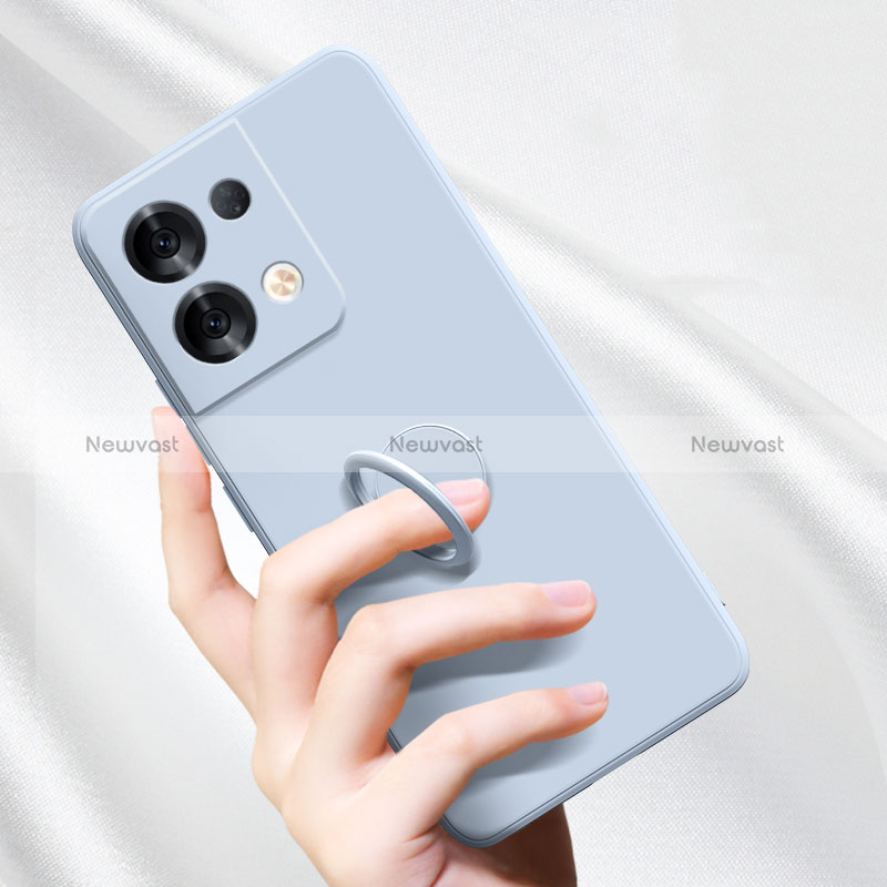 Ultra-thin Silicone Gel Soft Case Cover with Magnetic Finger Ring Stand S03 for Xiaomi Redmi Note 13 Pro 5G