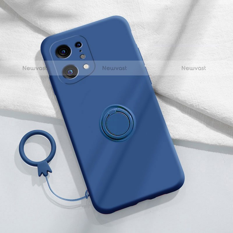 Ultra-thin Silicone Gel Soft Case Cover with Magnetic Finger Ring Stand S04 for Oppo Find X5 Pro 5G