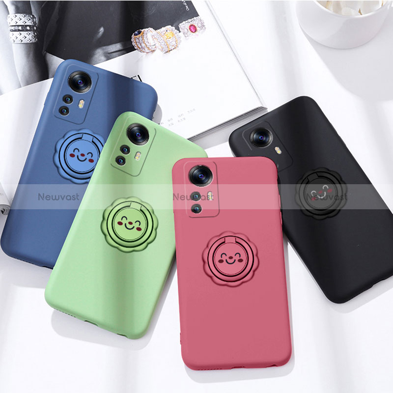 Ultra-thin Silicone Gel Soft Case Cover with Magnetic Finger Ring Stand S04 for Xiaomi Redmi Note 12S