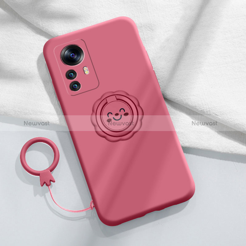 Ultra-thin Silicone Gel Soft Case Cover with Magnetic Finger Ring Stand S04 for Xiaomi Redmi Note 12S