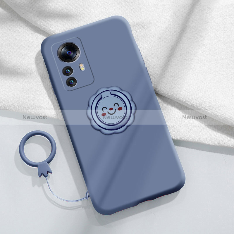 Ultra-thin Silicone Gel Soft Case Cover with Magnetic Finger Ring Stand S04 for Xiaomi Redmi Note 12S