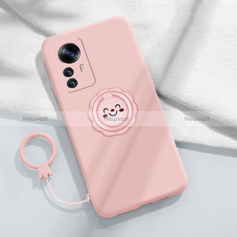 Ultra-thin Silicone Gel Soft Case Cover with Magnetic Finger Ring Stand S04 for Xiaomi Redmi Note 12S