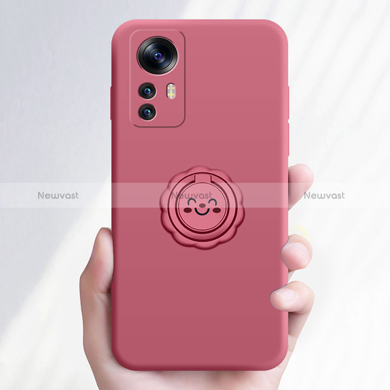 Ultra-thin Silicone Gel Soft Case Cover with Magnetic Finger Ring Stand S04 for Xiaomi Redmi Note 12S