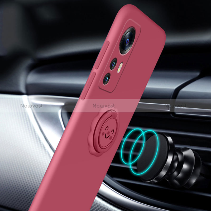 Ultra-thin Silicone Gel Soft Case Cover with Magnetic Finger Ring Stand S04 for Xiaomi Redmi Note 12S