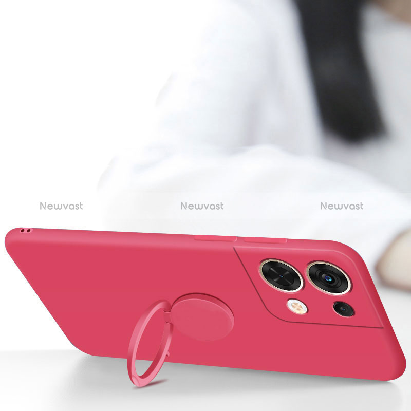 Ultra-thin Silicone Gel Soft Case Cover with Magnetic Finger Ring Stand S04 for Xiaomi Redmi Note 13 5G