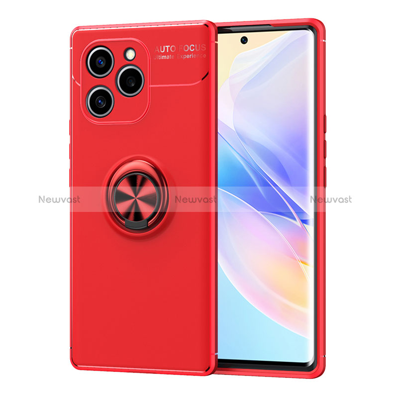 Ultra-thin Silicone Gel Soft Case Cover with Magnetic Finger Ring Stand SD1 for Huawei Honor 60 SE 5G Red