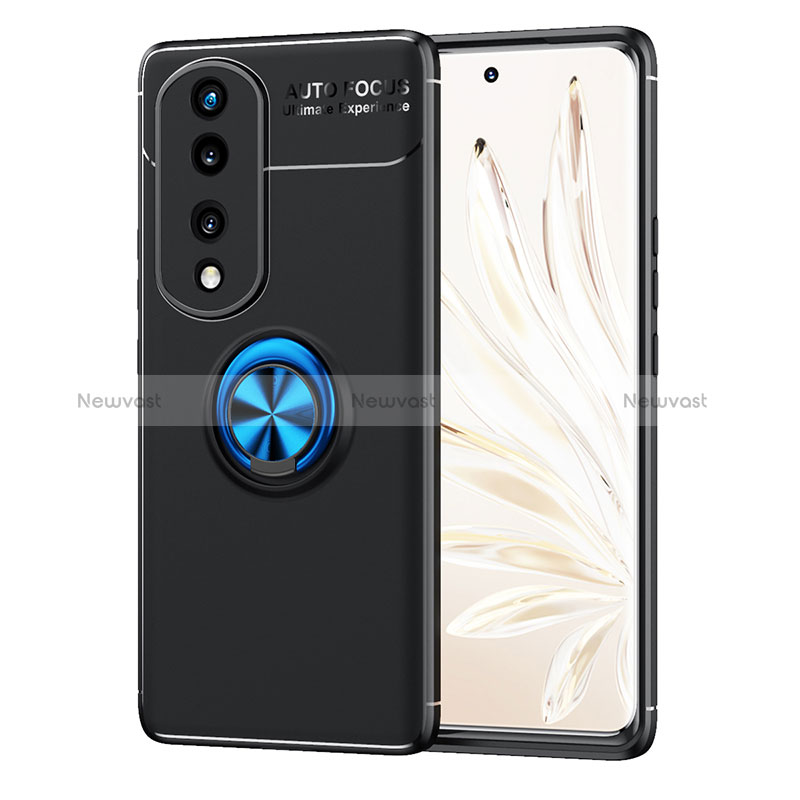 Ultra-thin Silicone Gel Soft Case Cover with Magnetic Finger Ring Stand SD1 for Huawei Honor 70 Pro 5G