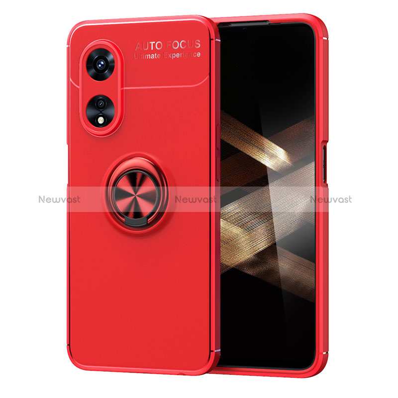 Ultra-thin Silicone Gel Soft Case Cover with Magnetic Finger Ring Stand SD1 for Huawei Honor X5 Plus Red